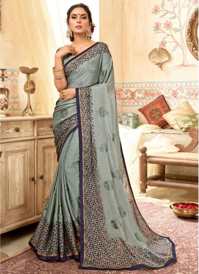 Stylish Chiffon Saree Collection Beautiful Embroidery Designs  